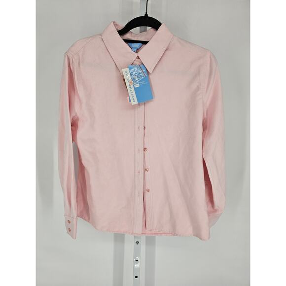 Denver Hayes Womens Sz M Long sleeve Button Up Shirt Light Pink Faux Suede NEW - Picture 1 of 4